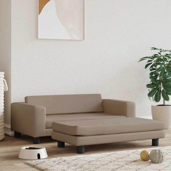 vidaXL Pelech pre psa s nadstavcom kapučínový 100x50x30 cm umelá koža