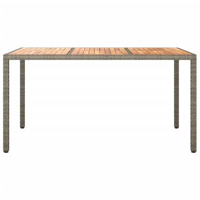 vidaXL Záhradný stôl 150x90x75 cm polyratan a akáciové drevo sivý