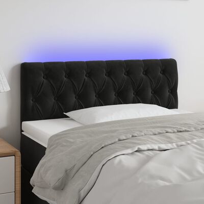 vidaXL Čelo postele s LED čierne 90x7x78/88 cm zamat
