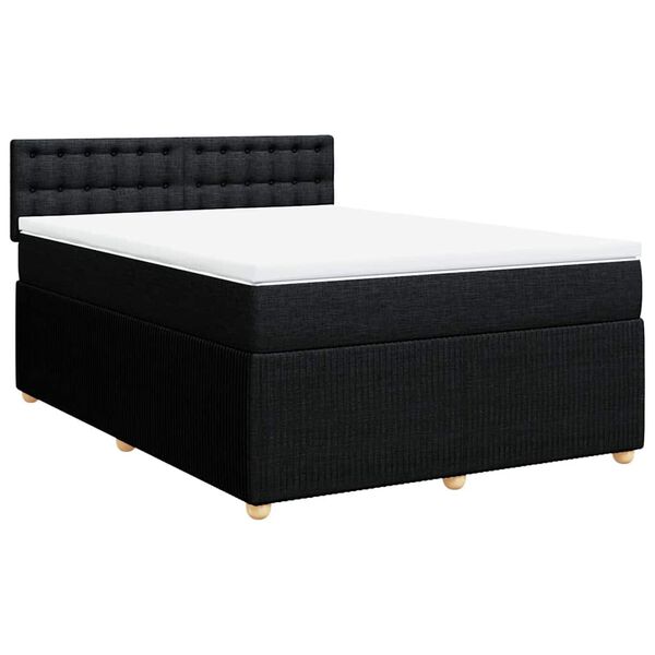 vidaXL Boxspring posteľ s matracom čierny 140x190 cm l&aacute;tka