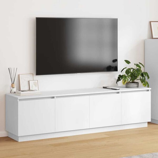 vidaXL TV stolík s LED Biela 180 x 38 x 49 cm Kompozitné drevo