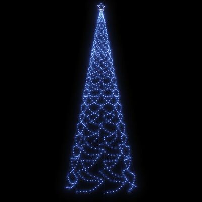 vidaXL Vianočný stromček s kovovým stĺpikom 1400 LED, modrý 5 m