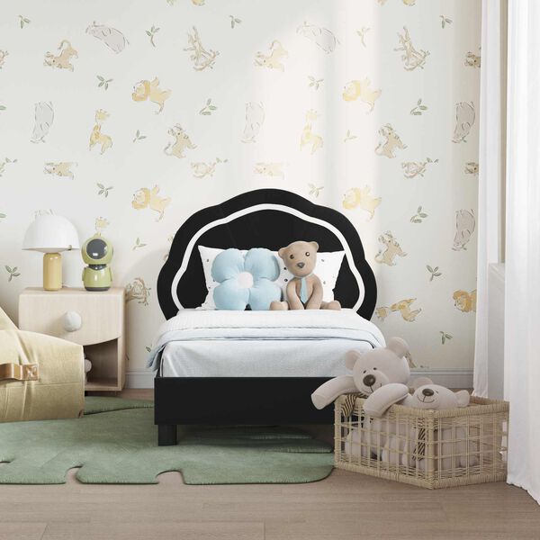 vidaXL Rám detskej postele s čelom Čierna 70 x 140 cm Zamat