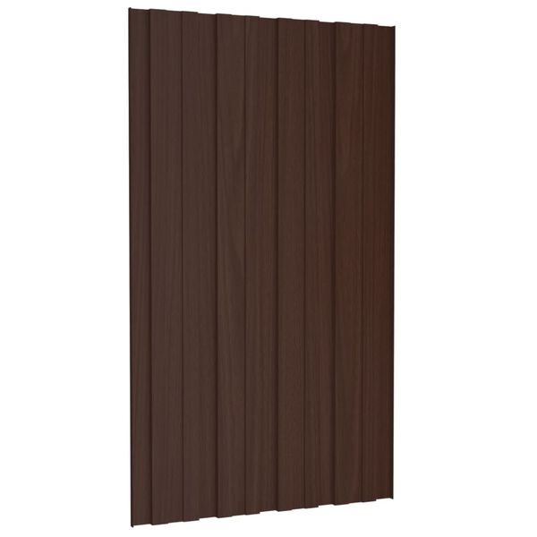 vidaXL Strešné panely 36 ks pozinkovaná oceľ hnedé 80x45 cm