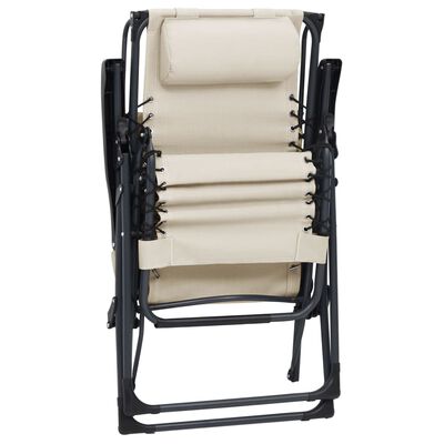 vidaXL Skladacia terasová stolička textilénová krémová