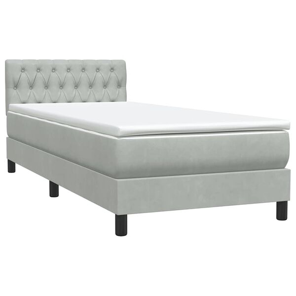 vidaXL Posteľn&yacute; r&aacute;m boxspring s matracom Svetlosiv&aacute; 80x210 cm zamat