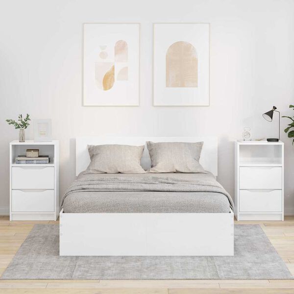 vidaXL Nočn&eacute; stol&iacute;ky 2 pcs Vysok&yacute; lesk bielej 40 x 30 x 467 cm