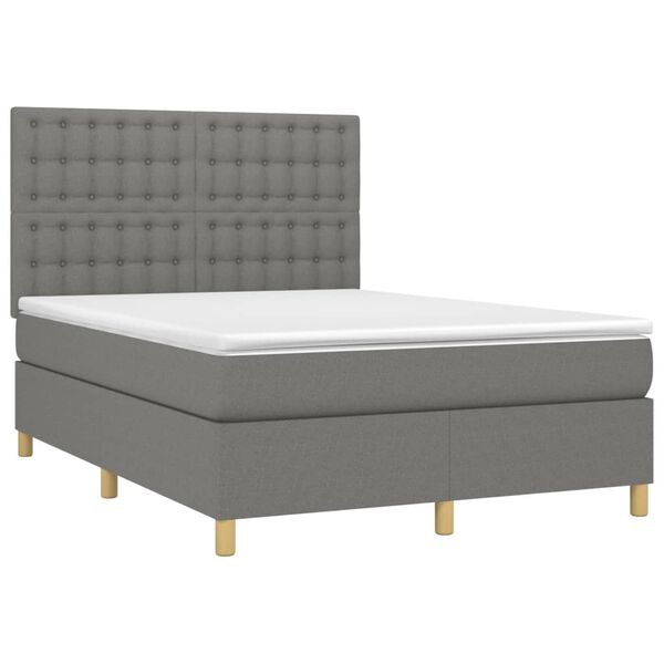 vidaXL Boxspring posteľ s matracom tmavosiv&aacute; 140x200 cm l&aacute;tka