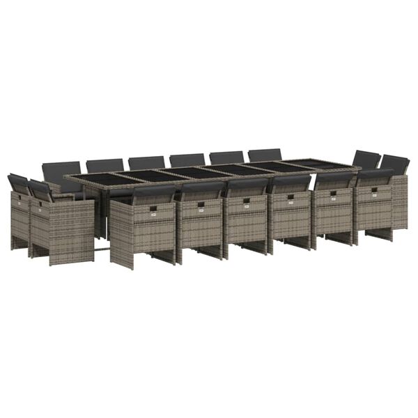 vidaXL 17-dielna z&aacute;hradn&aacute; jed&aacute;lensk&aacute; s&uacute;prava s vank&uacute;&scaron;mi siv&aacute; polyratan