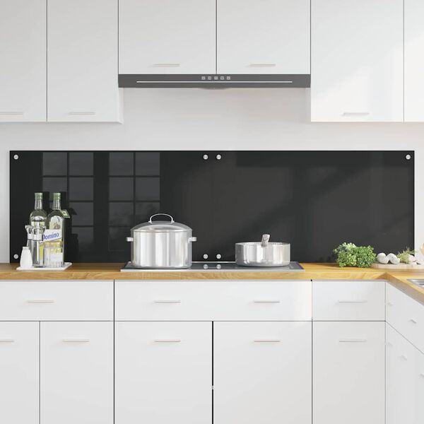 vidaXL Kuchynský backsplash Čierna 90 x 50 cm tvrdené sklo