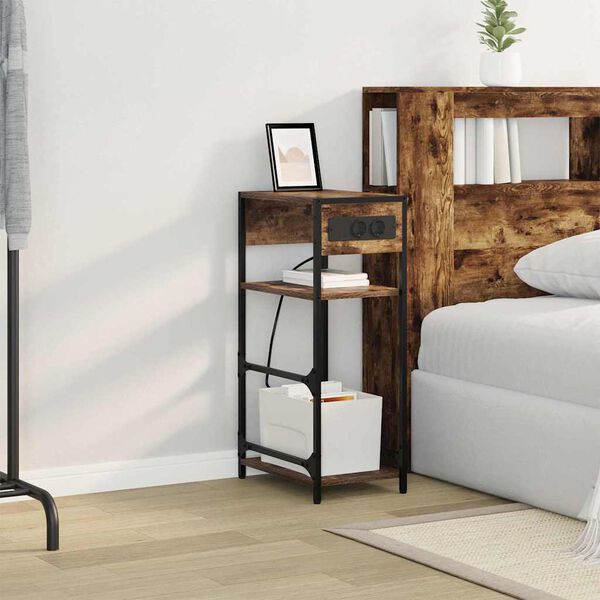 vidaXL Nočn&yacute; stol&iacute;k Dymov&aacute; dub 40 x 27 x 76 cm Kompozitn&eacute; drevo