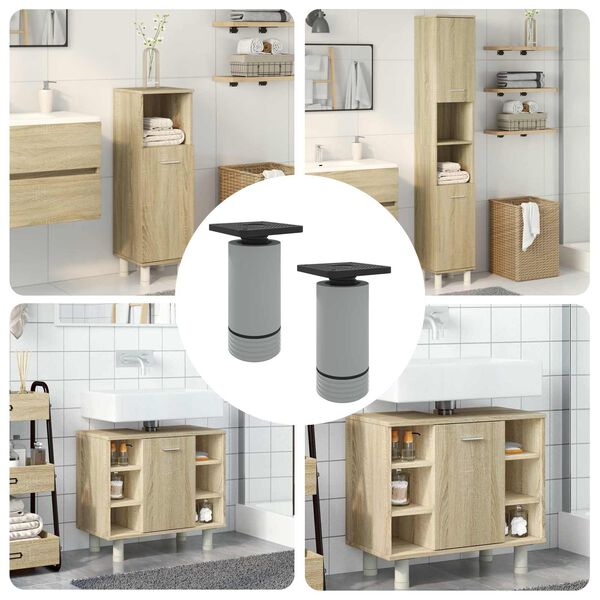 vidaXL Nohy n&aacute;bytku Nastaviteľn&aacute; 2 pcs Biela 64 x 64 x 100 mm PP