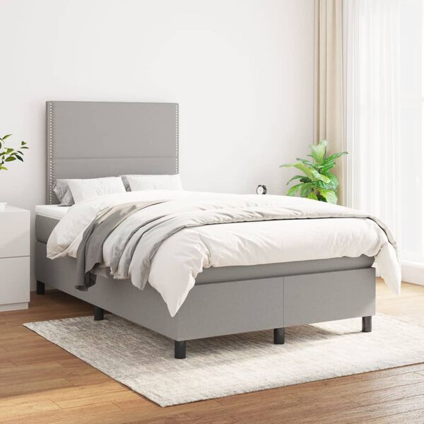 vidaXL Boxspring posteľ s matracom bledosiv&aacute; 120x200 cm l&aacute;tka