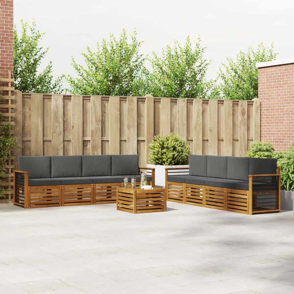 vidaXL S&uacute;pravy pohoviek s vank&uacute;&scaron;om 9 pcs Pr&iacute;rodn&aacute; a antracitov&aacute;