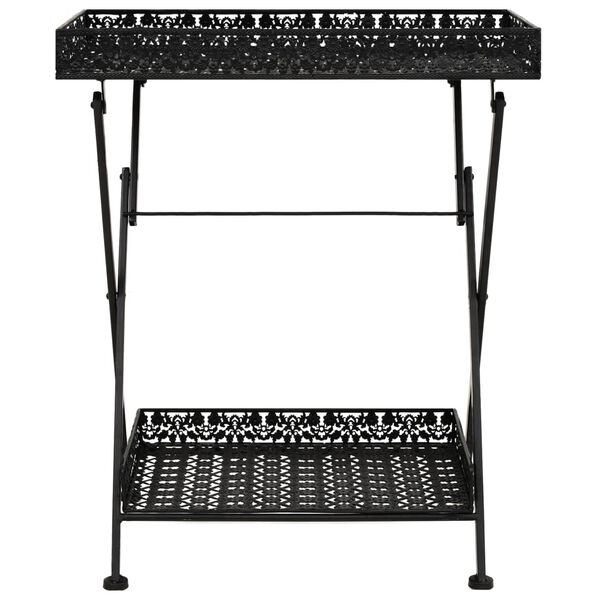 vidaXL Skladac&iacute; čajov&yacute; stol&iacute;k čierny 58x35x72 cm kovov&yacute; vintage &scaron;t&yacute;l