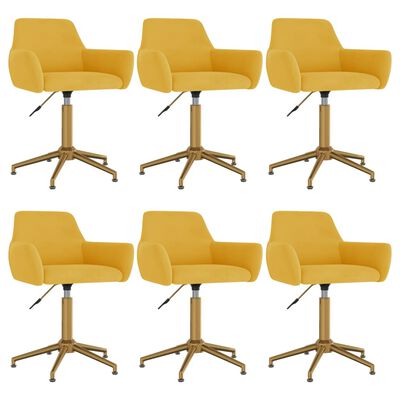 vidaXL Otáčacie jedálenské stoličky 6 ks žlté zamatové