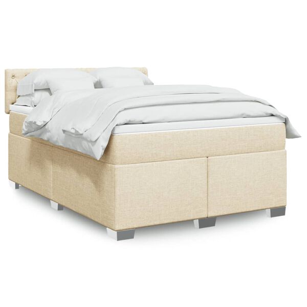 vidaXL Posteľn&yacute; r&aacute;m boxspring s matracom kr&eacute;mov&yacute; 160x200 cm l&aacute;tka