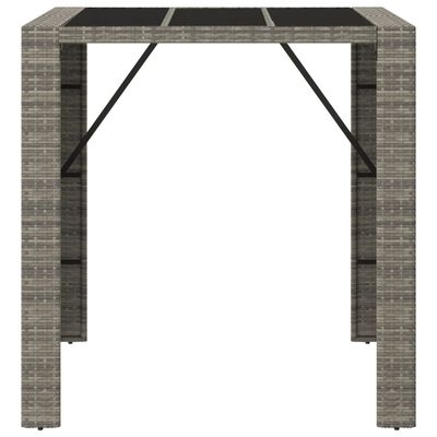 vidaXL Barový stôl so sklenenou doskou sivý 105x80x110 cm polyratan