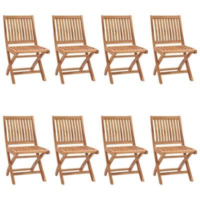 vidaXL Skladacie záhradné stoličky s podložkami 8 ks tíkový masív