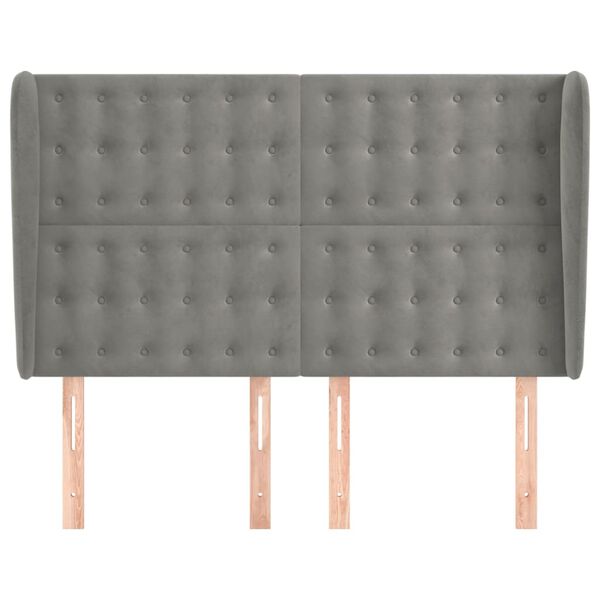 vidaXL Čelo postele so z&aacute;hybmi bledosiv&eacute; 147x23x118/128 cm zamat