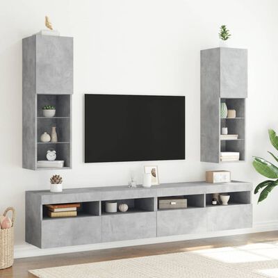vidaXL TV skrinky s LED svetlami 2 ks betónovo sivé 30,5x30x102 cm