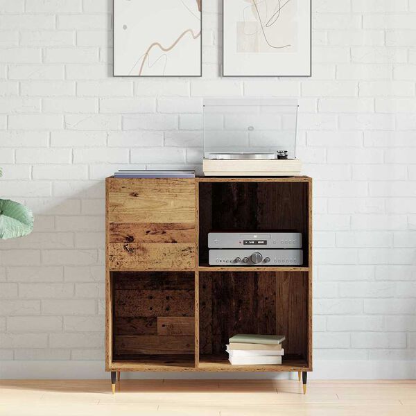 vidaXL Skrinka na gramofónové platne Staré drevo 85 x 38 x 89 cm