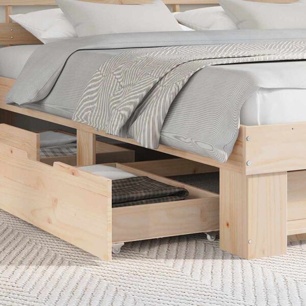 vidaXL R&aacute;m postele Hned&aacute; 200 x 200 cm Mas&iacute;vne borovicov&eacute; drevo