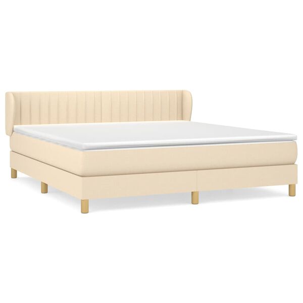 vidaXL Posteľn&yacute; r&aacute;m boxspring s matracom kr&eacute;mov&yacute; 180x200 cm l&aacute;tka