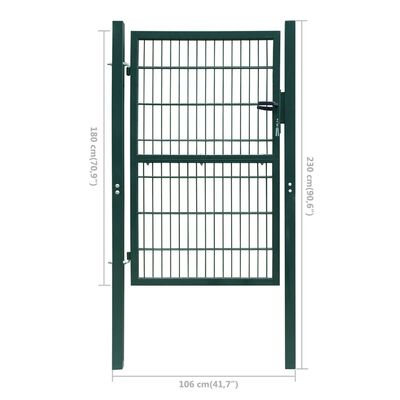 vidaXL Plotová brána 2D (jednokrídlová), zelená 106x230 cm