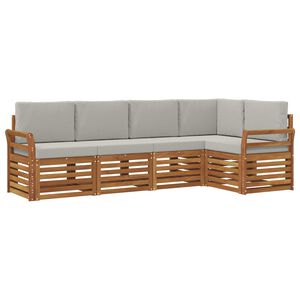 vidaXL Sada rohov&yacute;ch gaučov s vank&uacute;&scaron;om 5 pcs Pr&iacute;rodn&aacute; a svetlosiv&aacute;