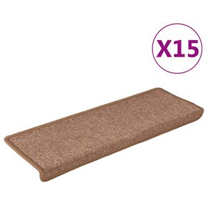 vidaXL Schodov&eacute; rohože 15 ks 65x21x4 cm hned&eacute; s obdĺžnikov&yacute;m okrajom