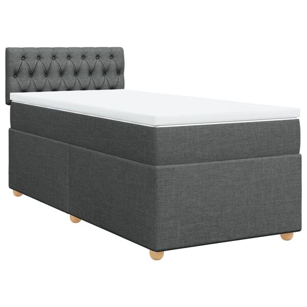 vidaXL Boxspring posteľ s matracom tmavosiv&aacute; 90x200 cm l&aacute;tka