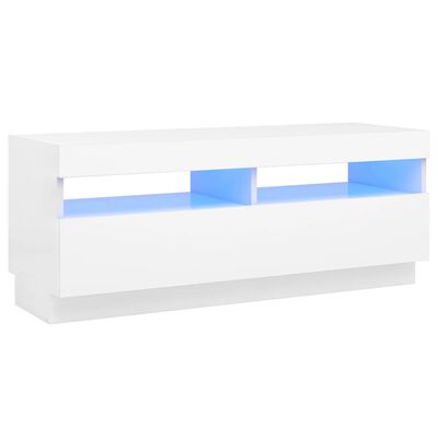 vidaXL TV skrinka s LED svetlami biela 100x35x40 cm