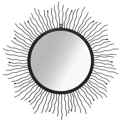 vidaXL Záhradné nástenné zrkadlo dizajn slnečných lúčov 80 cm čierne