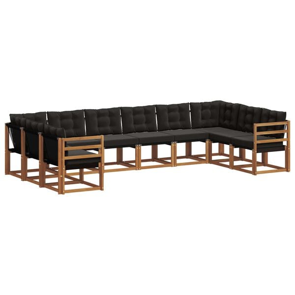 vidaXL Z&aacute;hradn&aacute; s&uacute;prava gaučov s vank&uacute;&scaron;om 10 pcs Pr&iacute;rodn&aacute; a čierna