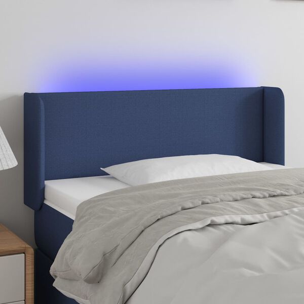 vidaXL Čelo postele s LED modr&eacute; 103x16x78/88 cm l&aacute;tka