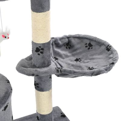 vidaXL Škrabadlo pre mačky so sisalovými stĺpikmi 138cm sivé s labkami