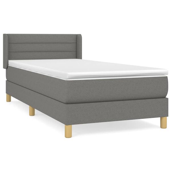 vidaXL Boxspring posteľ s matracom tmavosivá 90x200 cm látka