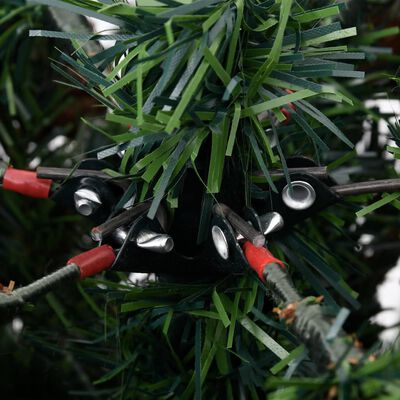 vidaXL Osvetlený vianočný stromček+šišky, zeleno biely 120cm, PVC a PE