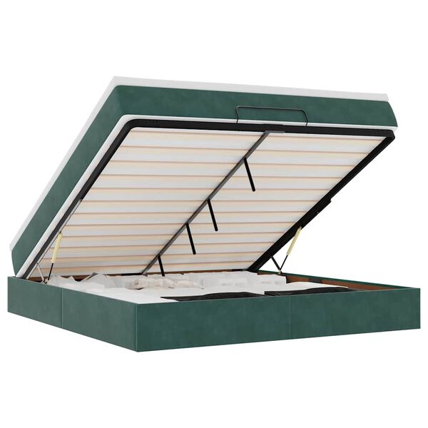 vidaXL Osmanská posteľ s matracom Tmavo zelená 180x200cm Zamat
