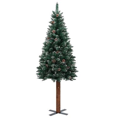 vidaXL Úzky vianočný stromček, pravé drevo a biely sneh, zelený 180 cm