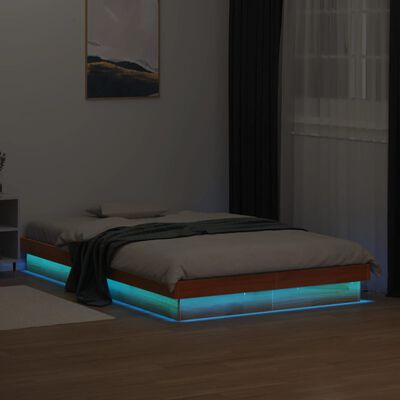 vidaXL LED posteľný rám voskovo hnedý 120x190 cm masívna borovica