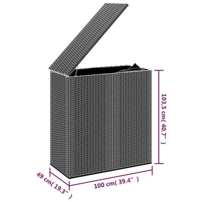 vidaXL Záhradný úložný box z polyratanu 100x49x103,5 cm čierny