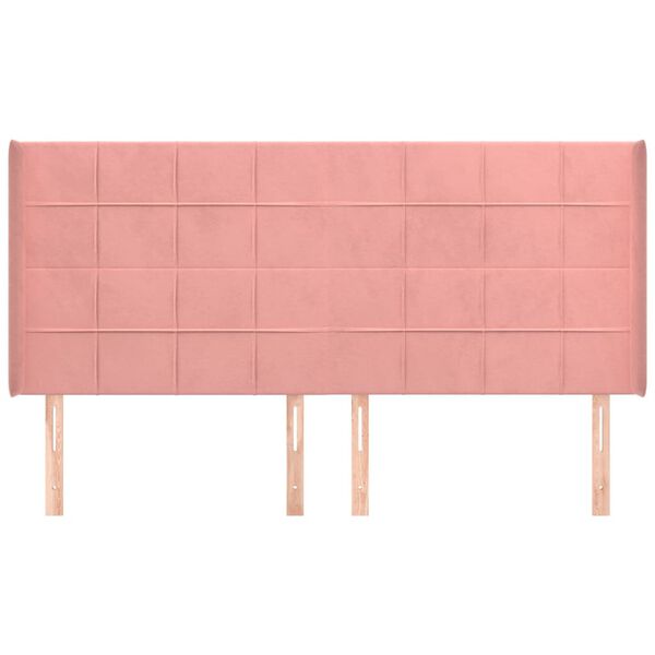 vidaXL Čelo postele so z&aacute;hybmi ružov&yacute; 183x16x118/128 cm zamat