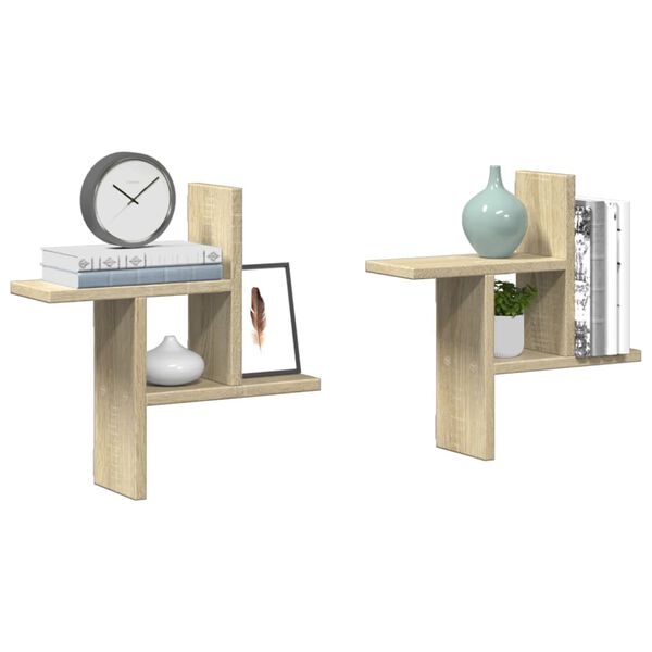 vidaXL Nástenné police 2 ks dub sonoma 38x12x38 cm kompozitné drevo