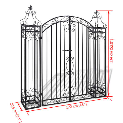 vidaXL Ozdobná záhradná brána, kované železo 122x20,5x134 cm