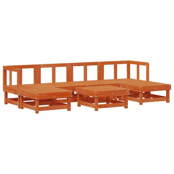 vidaXL Z&aacute;hradn&yacute; lounge set 7 pcs Voskov&aacute; Hned&aacute; Mas&iacute;vna borovica