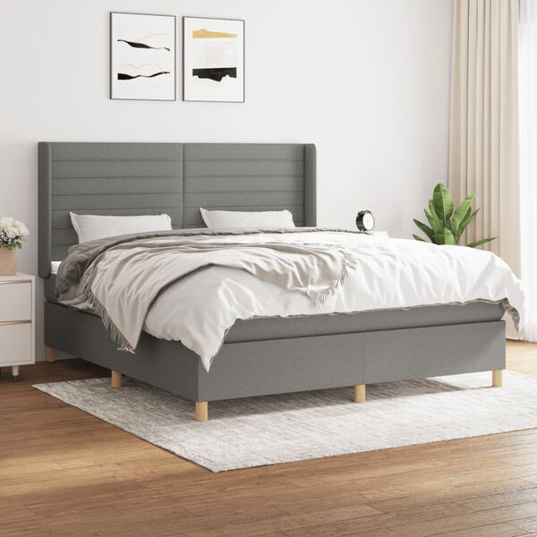 vidaXL Boxspring posteľ s matracom tmavosiv&aacute; 160x200 cm l&aacute;tka