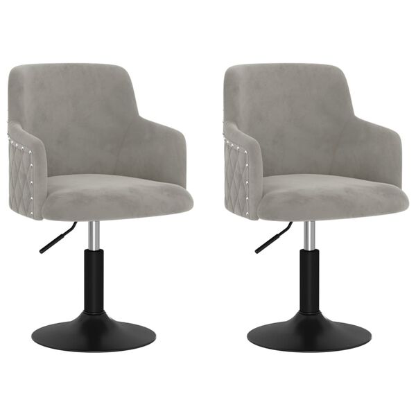 vidaXL Otočn&eacute; jed&aacute;lensk&eacute; stoličky 2 ks bledosiv&eacute; zamatov&eacute;