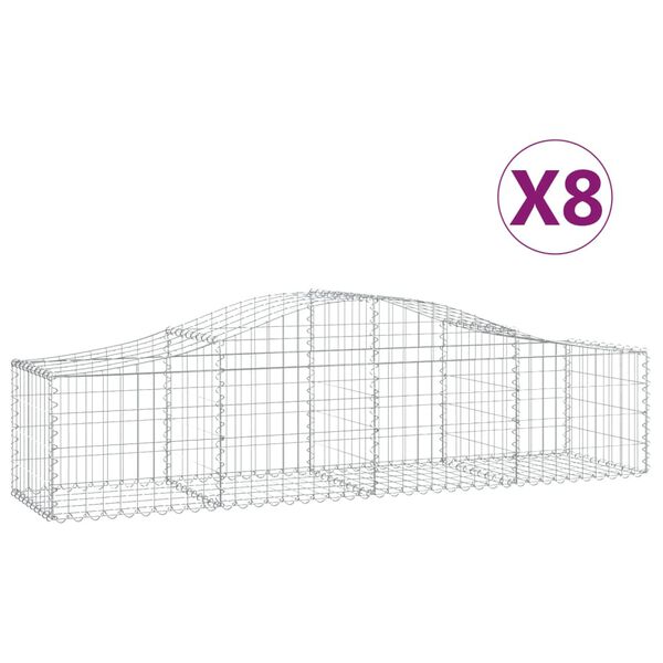 vidaXL Obl&uacute;kov&yacute; gabionov&yacute; k&ocirc;&scaron; 8 ks 200x50x40/60 cm pozinkovan&eacute; železo